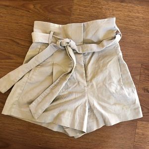 Wilfred khaki high rise tie shorts
